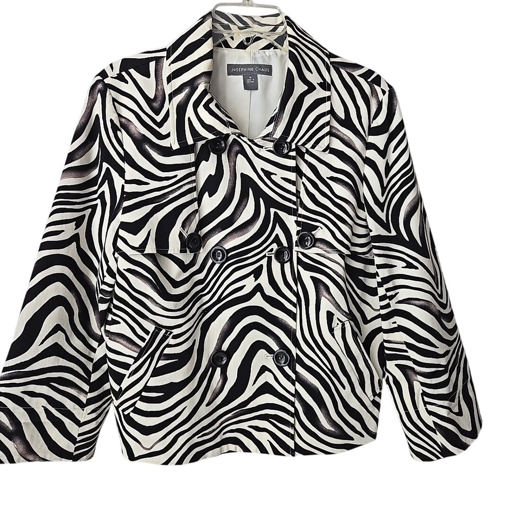 Josephine Chaus Zebra Print Double Breasted Jacket Womens 14 Office Church